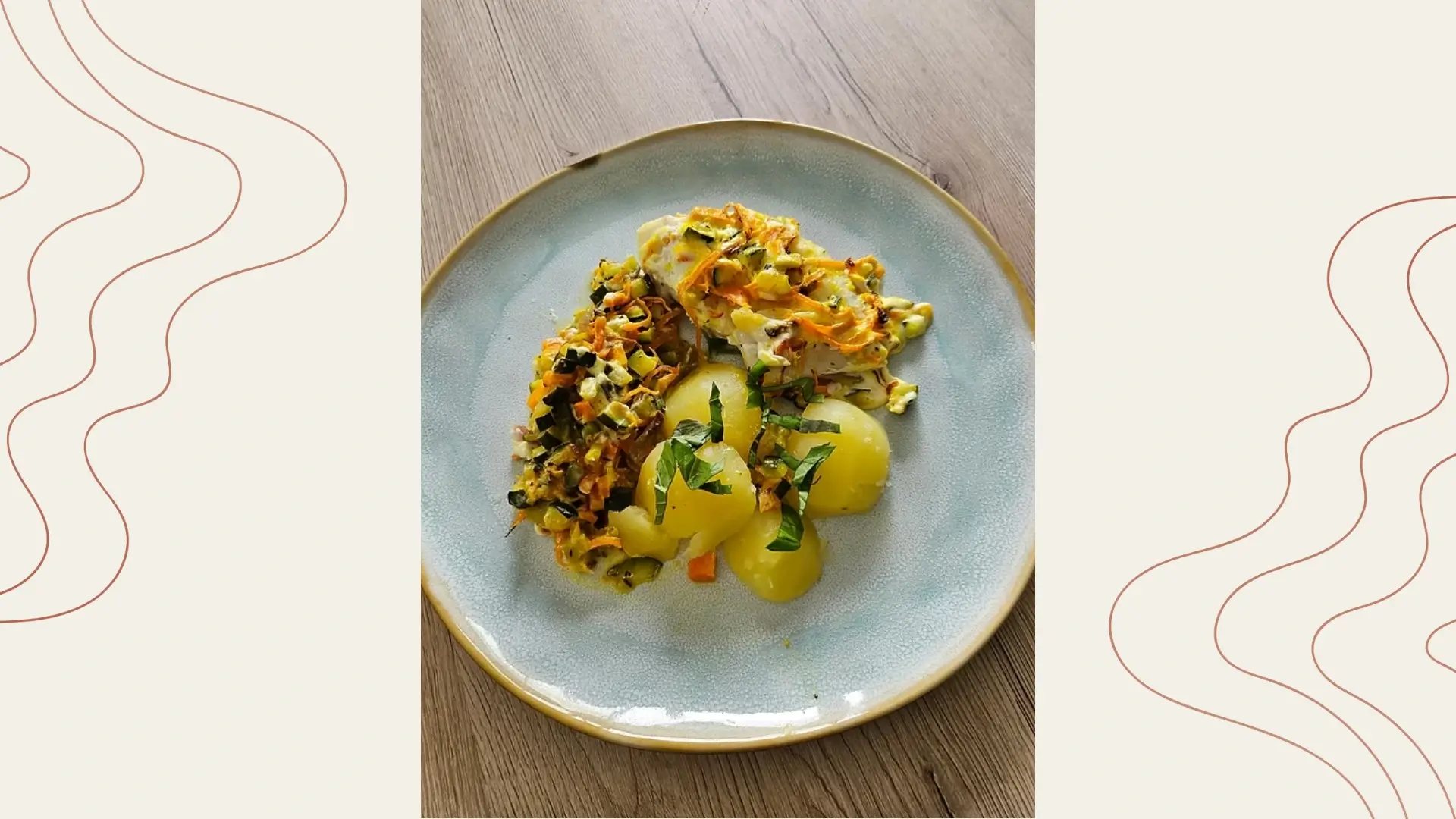 Filet de cabillaud aux petits légumes et pommes de terre