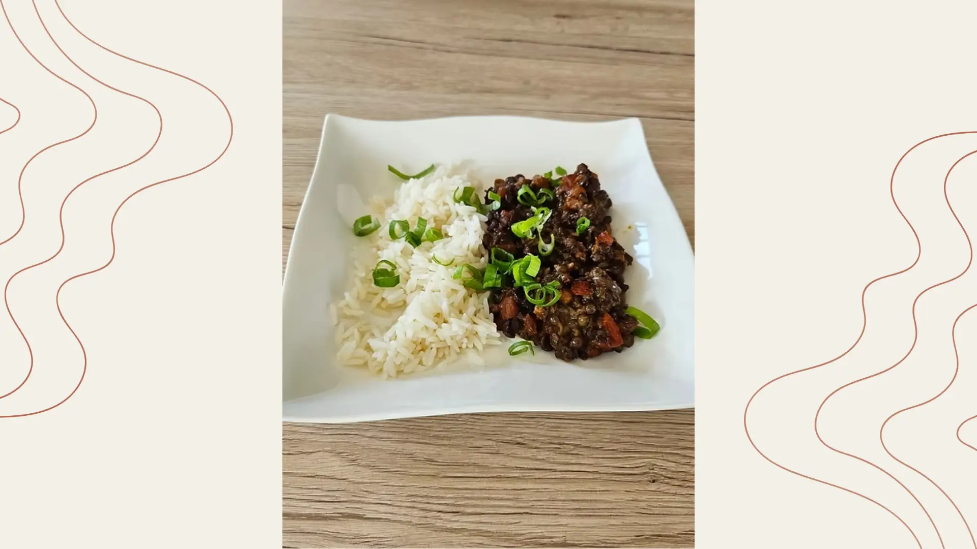 Lentilles vertes au curry de madras, lait de coco et riz blanc